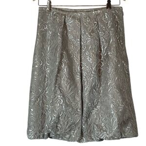 Ann Taylor LOFT Silver Metallic Floral Lace Bubble Hem Skirt Size 4 NWT 74577804